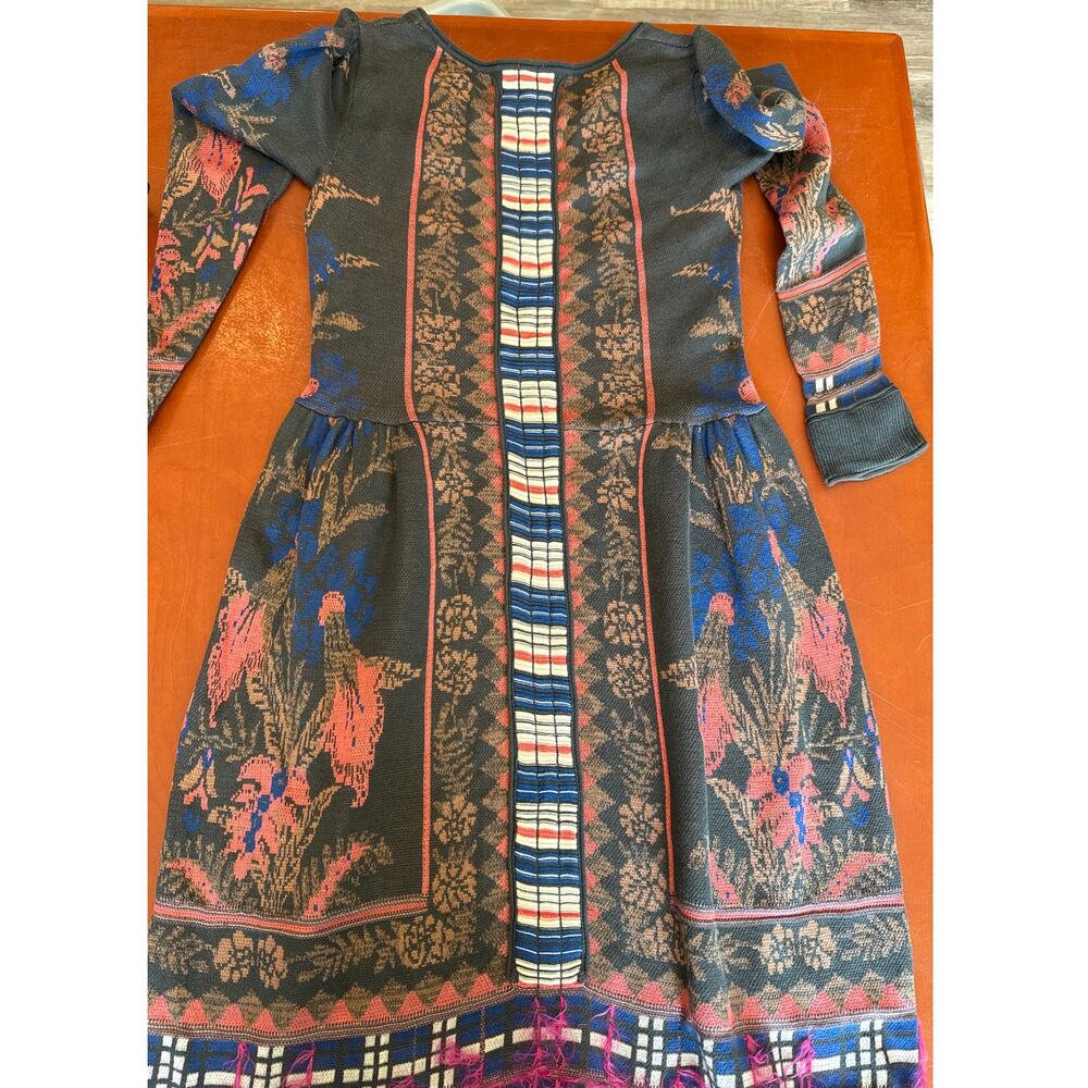 Anthropologie Knitted & Knotted Embroidered Sweater Dress XS Fit & Flare - Picture 8 of 8